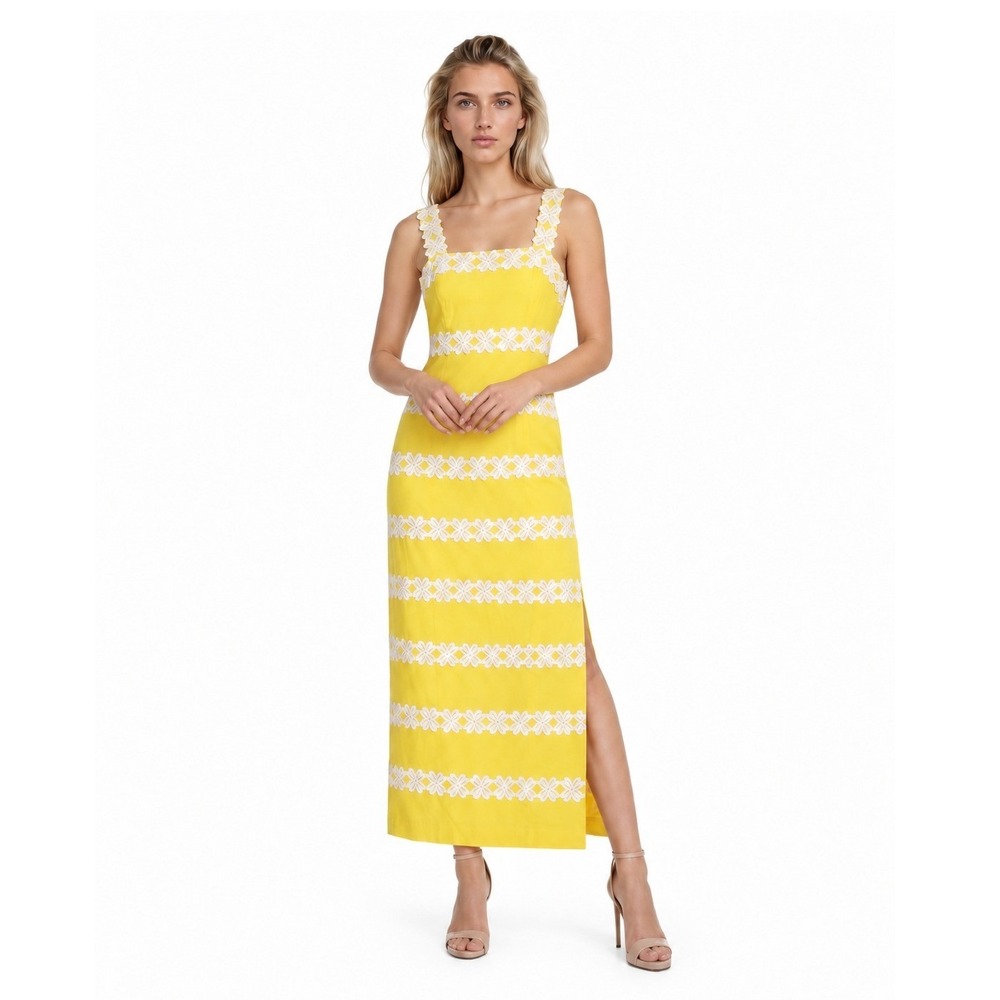 NWT Lilly Pulitzer Davis Maxi Dress Women's Size 6 Yellow 100% Cotton MSRP $298